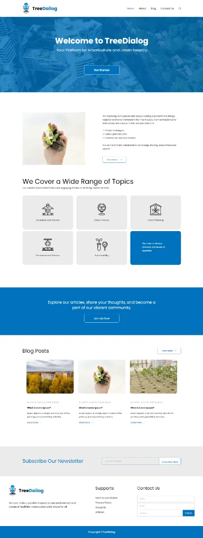 Treedailog blog post listing landing page